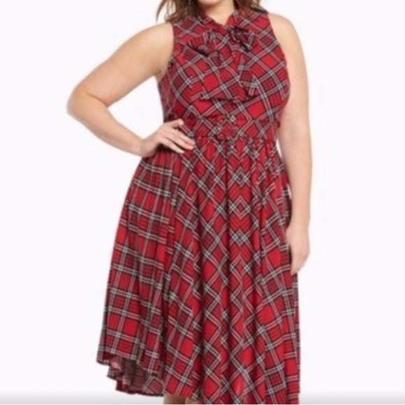 Retro Chic Plaid Mock Neck Dress - Picture 1 of 7